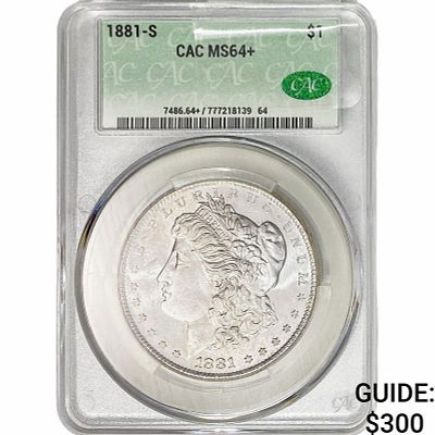1881-S Morgan Silver Dollar CAC MS64+