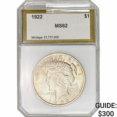 1922 Silver Peace Dollar PCI MS62
