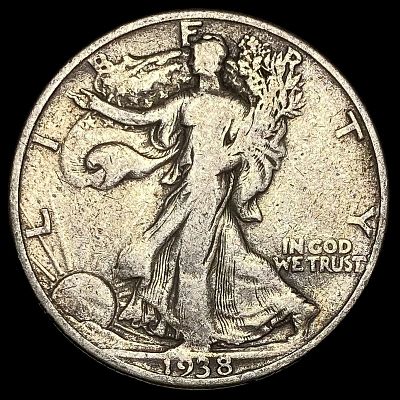 1938-D Silver Walking Liberty Half Dollar LIGHTLY CIRCULATED. 1938-D Silver Walking Liberty 