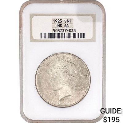 1923 Silver Peace Dollar NGC MS64