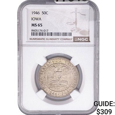 1946 Iowa Half Dollar NGC MS65