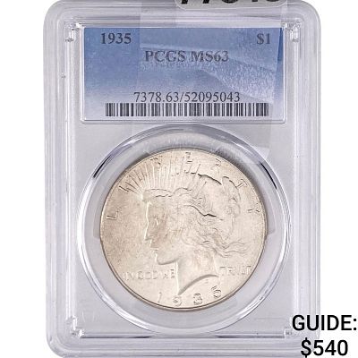 1935 Silver Peace Dollar PCGS MS63