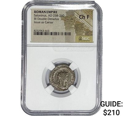 Roman Saloninus, AD 258-260 BI Dbl-Denarius NGC