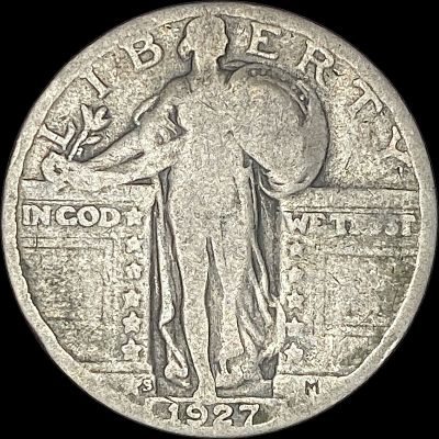 1927-S Silver Standing Liberty Quarter NICELY CIRCULATED. 1927-S Silver Standing Liberty 