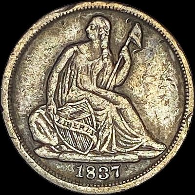 1837 Silver Half Dime No Stars NEARLY UNCIRCULATED. 1837 Silver Half Dime No Stars NEARLY 