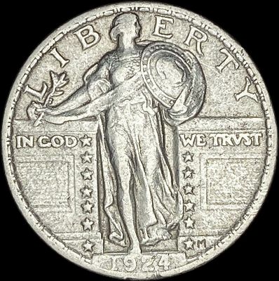 1924 Standing Liberty Silver Quarter NEARLY UNCIRCULATED. 1924 Standing Liberty Silver 