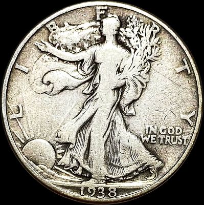 1938-D Silver Half Dollar Walking Liberty LIGHTLY CIRCULATED. 1938-D Silver Half Dollar Walking 
