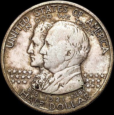 1921 Silver Half Dollar Alabama Centennial LIGHTLY CIRCULATED. 1921 Silver Half Dollar Alabama 