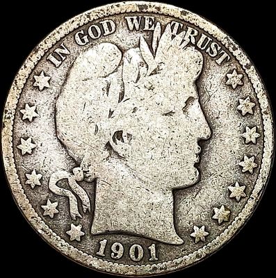 1901-S Silver Barber Half Dollar NICELY CIRCULATED. 1901-S Silver Barber Half Dollar NICELY 