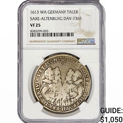 1613 WA Germany Taler Saxe-Altenburg DAV-7365 NGC VF25