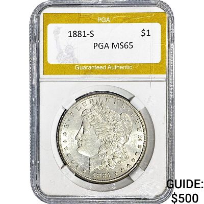 1881-S Morgan Silver Dollar PGA MS65