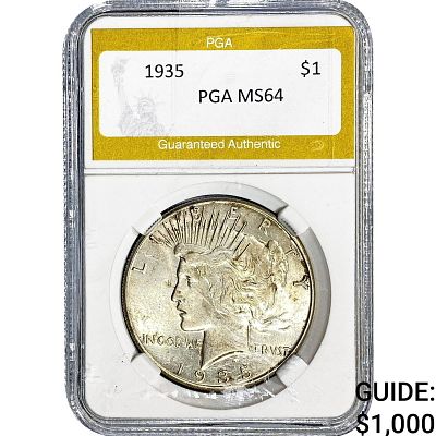 1935 Silver Peace Dollar PGA MS64