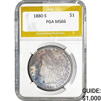 1880-S Morgan Silver Dollar PGA MS66