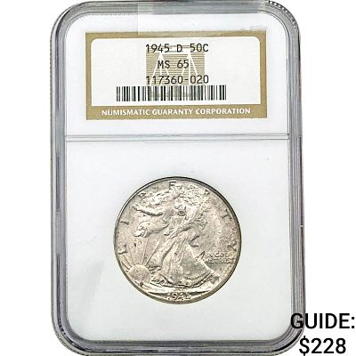 1945-D Walking Liberty Half Dollar NGC MS65