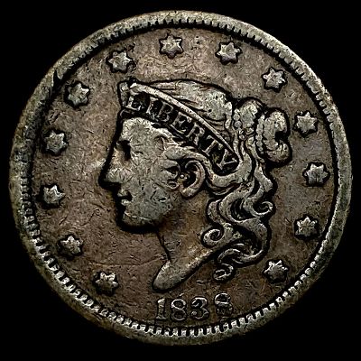 1838 Coronet Head Large Cent LIGHTLY CIRCULATED. 1838 Coronet Head Large Cent LIGHTLY CIRCULATED