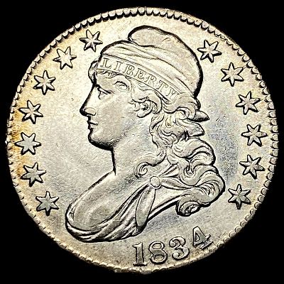 1834 Capped Bust Half Dollar NEARLY UNCIRCULATED. 1834 Capped Bust Half Dollar NEARLY UNCIRCULATED