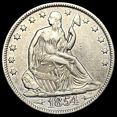 1854 Arrows Seated Liberty Half Dollar ABOUT UNCIRCULATED. 1854 Arrows Seated Liberty Half 