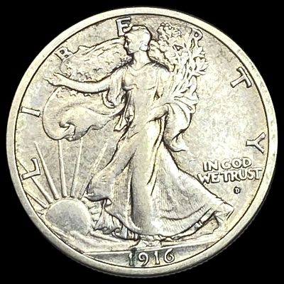 1916-D Walking Liberty Half Dollar CLOSELY UNCIRCULATED. 1916-D Walking Liberty Half Dollar 