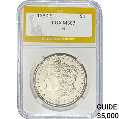 1880-S Morgan Silver Dollar PGA MS67 PL