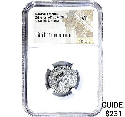 Roman Gallienus, AD 253-268 BI Dbl-Denarius NGC VF
