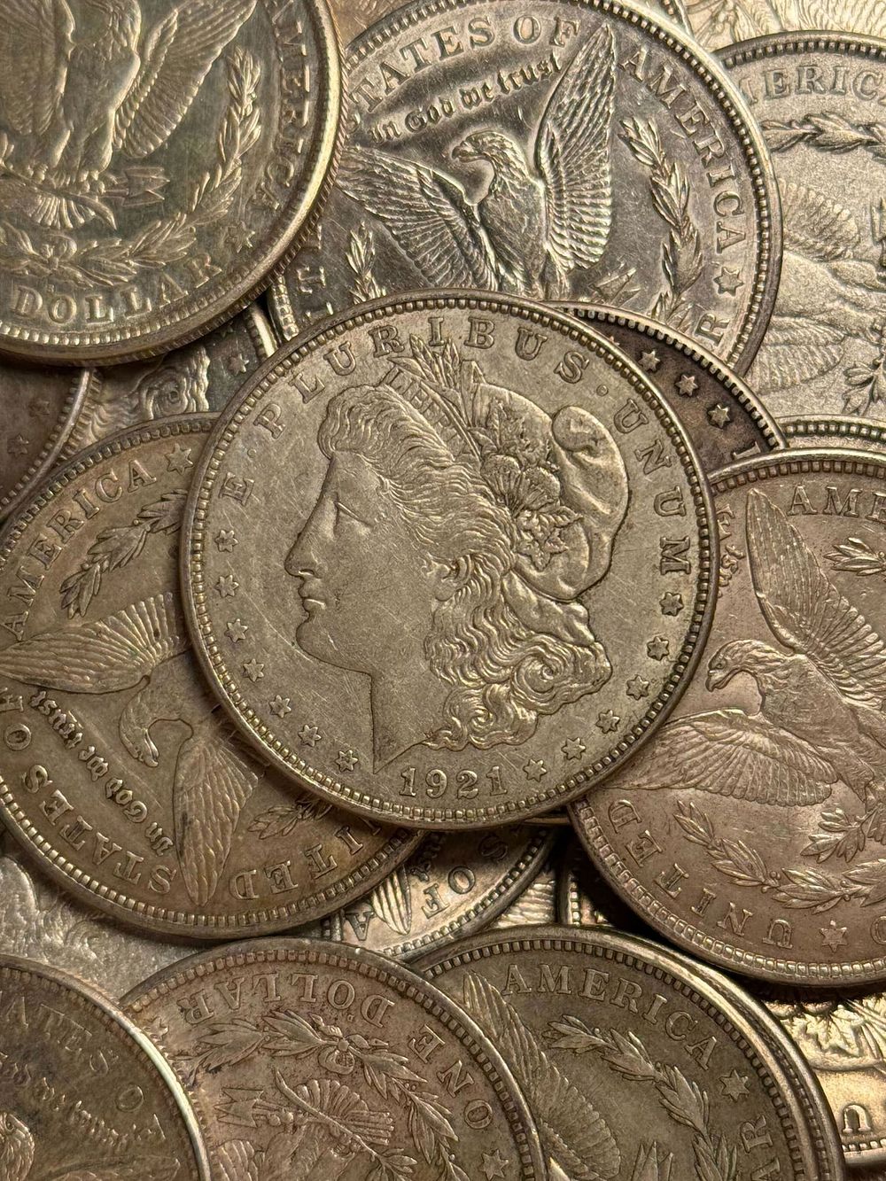 [20 coins] 1921 Morgan Silver Dollar Roll Ch Circ