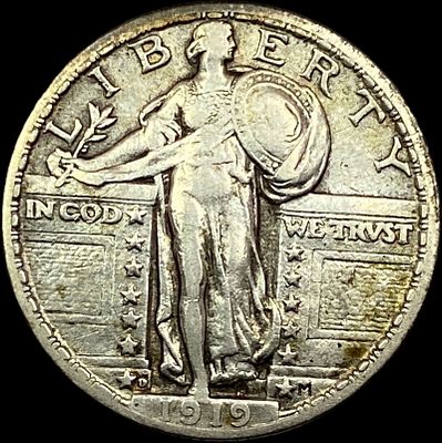 1919-D Silver Standing Liberty Quarter NEARLY UNCIRCULATED. 1919-D Silver Standing Liberty 