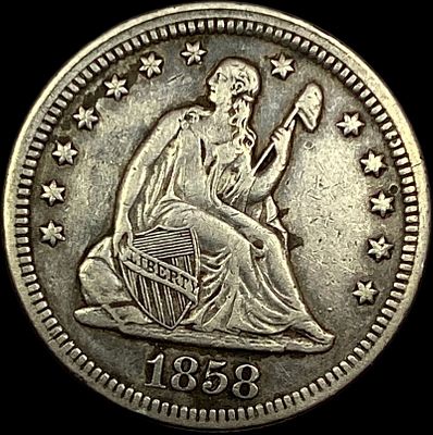 1858 Seated Liberty Quarter NEARLY UNCIRCULATED. 1858 Seated Liberty Quarter NEARLY UNCIRCULATED