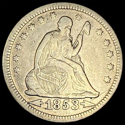 1853 Arrows Seated Liberty Quarter LIGHTLY CIRCULATED. 1853 Arrows Seated Liberty Quarter 