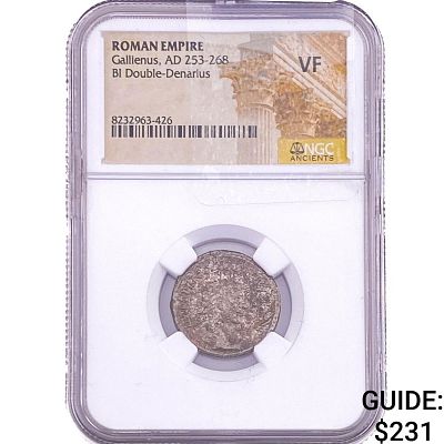 Roman Gallienus,AD 253-268 BI Double-Denarius NGC VF. Roman Gallienus, AD 253-268 BI 