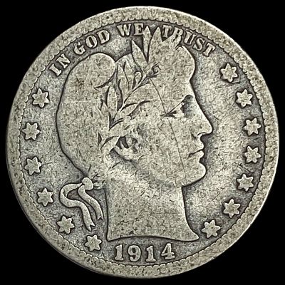 1914-S Barber Silver Quarter LIGHTLY CIRCULATED. 1914-S Barber Silver Quarter LIGHTLY CIRCULATED
