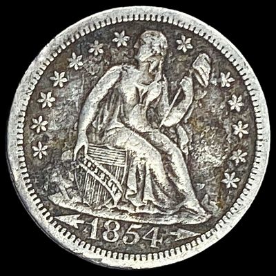 1854-O Arrows Seated Liberty Dime NEARLY UNCIRCULATED. 1854-O Arrows Seated Liberty Dime NEARLY 