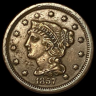 1857 Braided Hair Large Cent CLOSELY UNCIRCULATED. 1857 Braided Hair Large Cent CLOSELY UNCIRCULATED