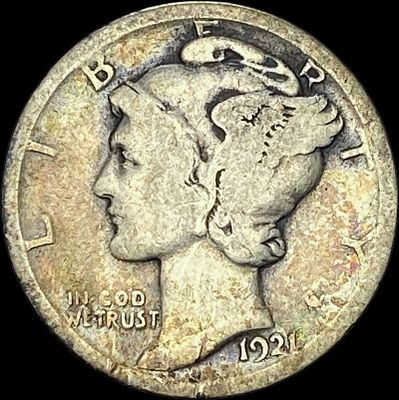 1921 Silver Mercury Dime LIGHTLY CIRCULATED