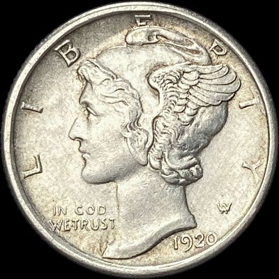1920-D Silver Mercury Dime CHOICE AU