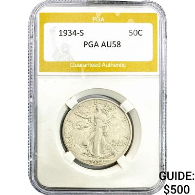 1934-S Walking Liberty Half Dollar PGA AU58