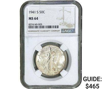 1941 Walking Liberty Half Dollar NGC MS64