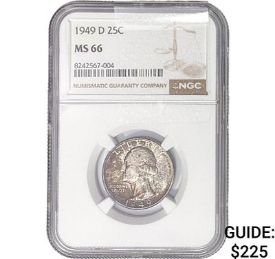 1949-D Washington Silver Quarter NGC MS66