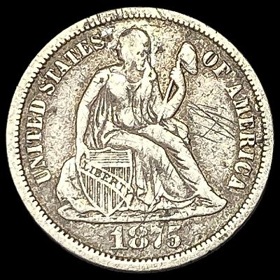 1875-CC Silver Seated Liberty Dime LIGHTLY CIRCULATED. 1875-CC Silver Seated Liberty Dime 