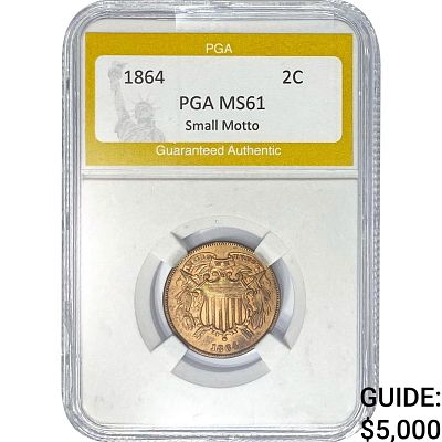 1864 Two Cent Piece Small Motto PGA MS61