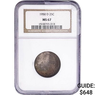 1950-D Washington Silver Quarter NGC MS67