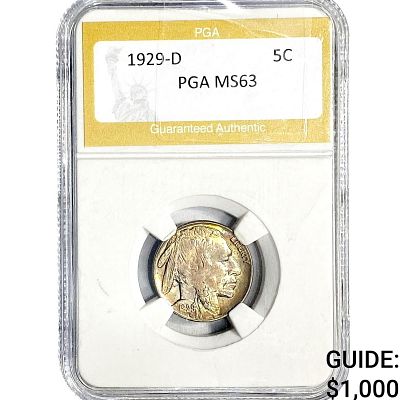 1929-D Buffalo Nickel PGA MS63