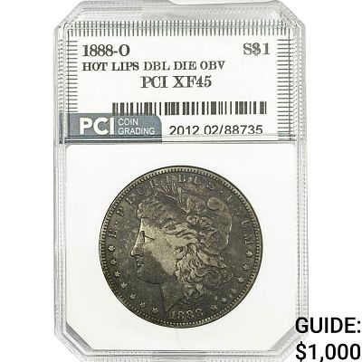 1888-O Morgan Silver Dollar PCI XF45 Hot Lips DDO