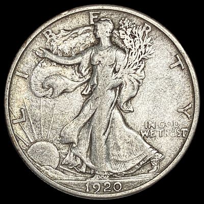 1920-S Silver Walking Liberty Half Dollar LIGHTLY CIRCULATED