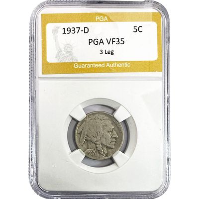 1937-D Buffalo Nickel PGA VF35 3 Leg