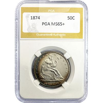 1874 Seated Liberty Half Dollar PGA MS65+
