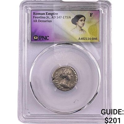 Roman Faustina Jr.,AD 147-175/6 AR Denarius PNC F