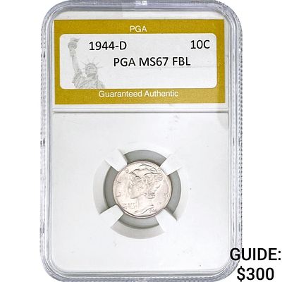 1944-D Mercury Silver Dime PGA MS67 FBL