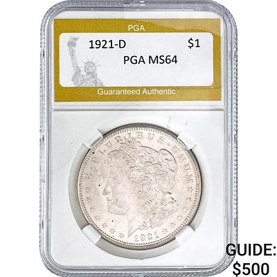 1921-D Morgan Silver Dollar PGA MS64