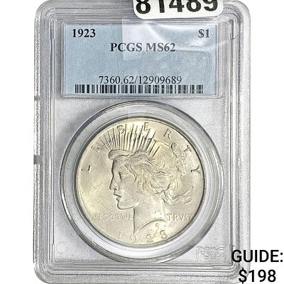 1923 Silver Peace Dollar PCGS MS62