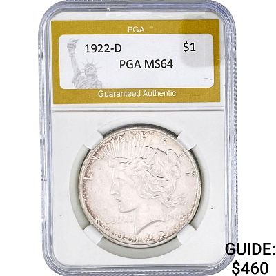 1922-D Silver Peace Dollar PGA MS64
